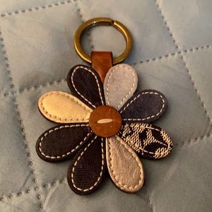Vintage coach “denim” flower keychain